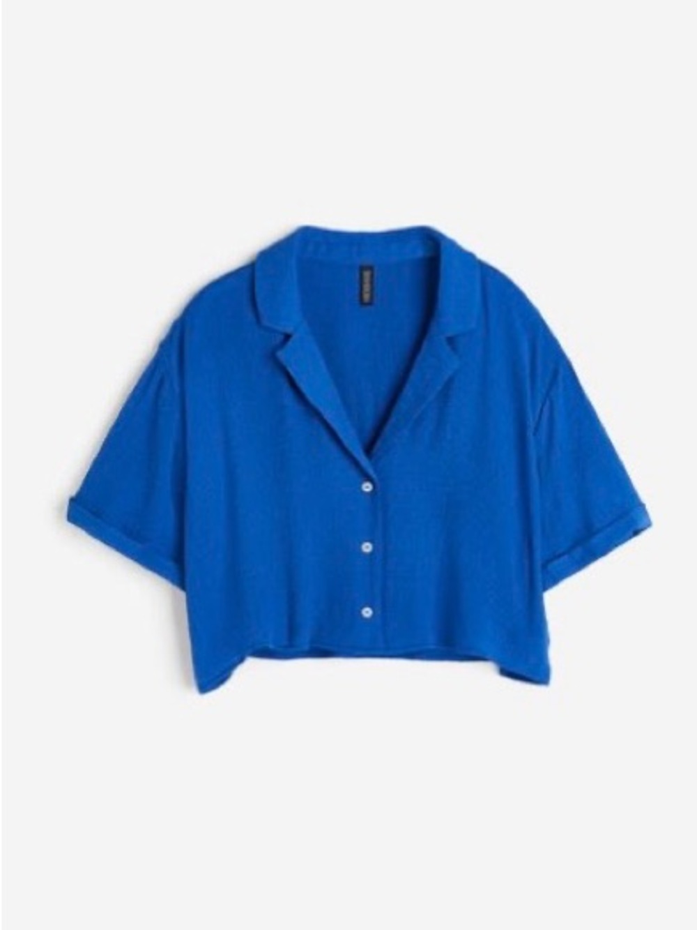 H&M Cobalt Blue Cropped Button-Down Shirt